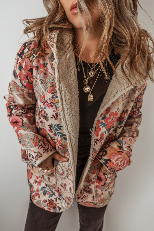 Vintage Paisley Floral Sherpa Jacket