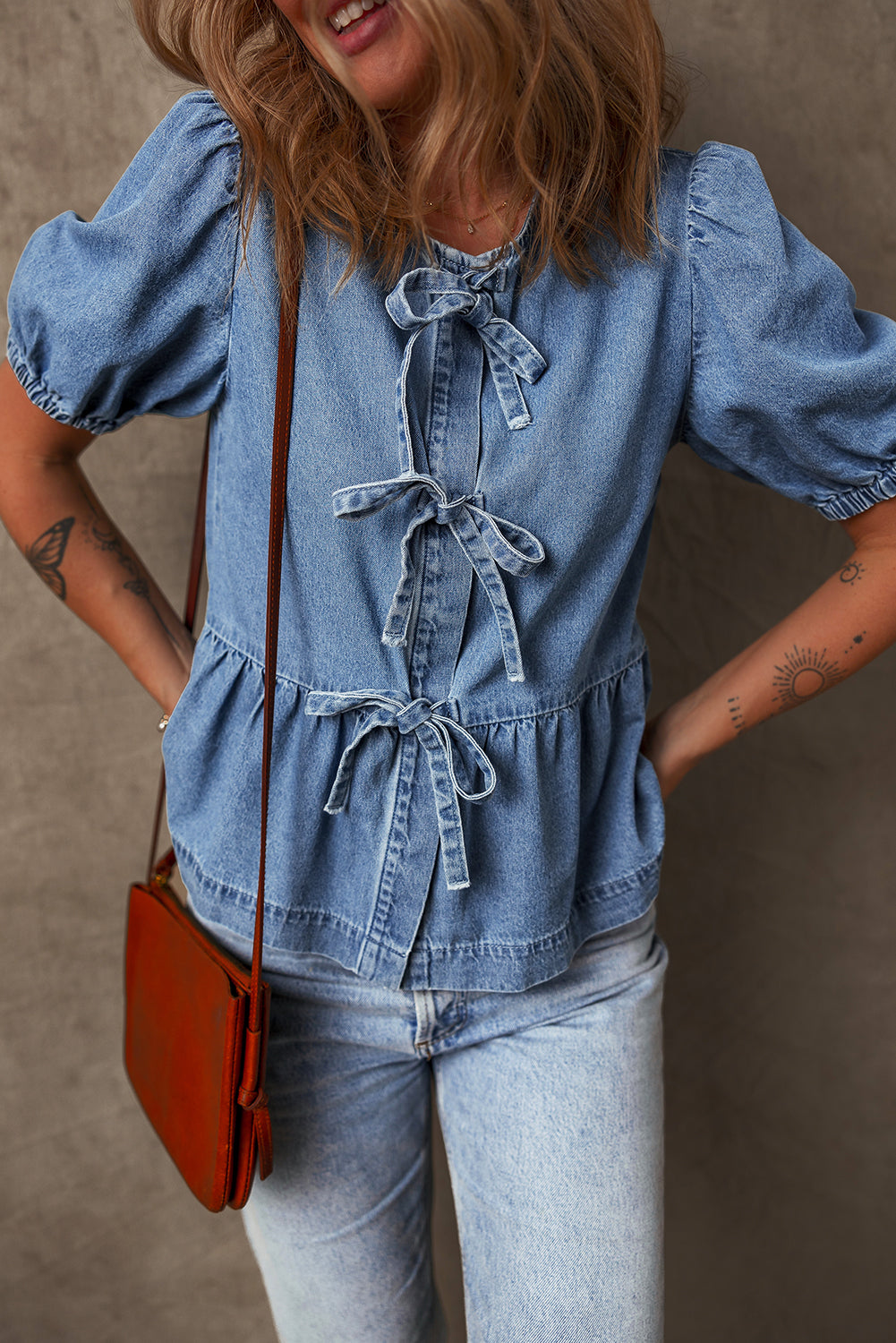 Tied Front Denim Shirt