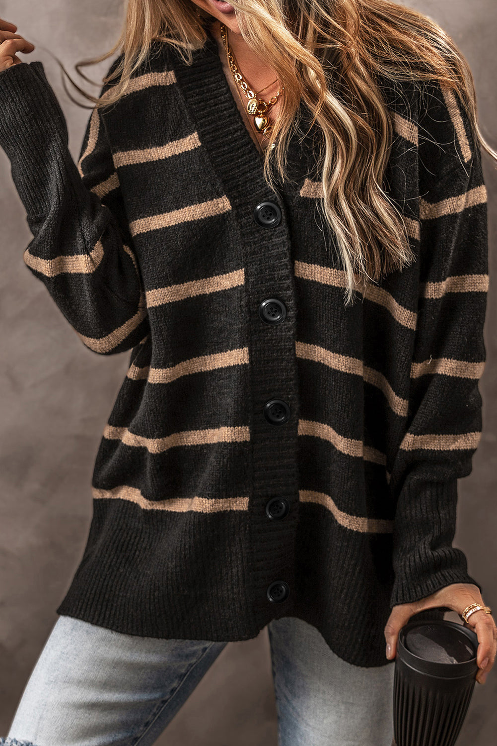 Striped Button Cardigan