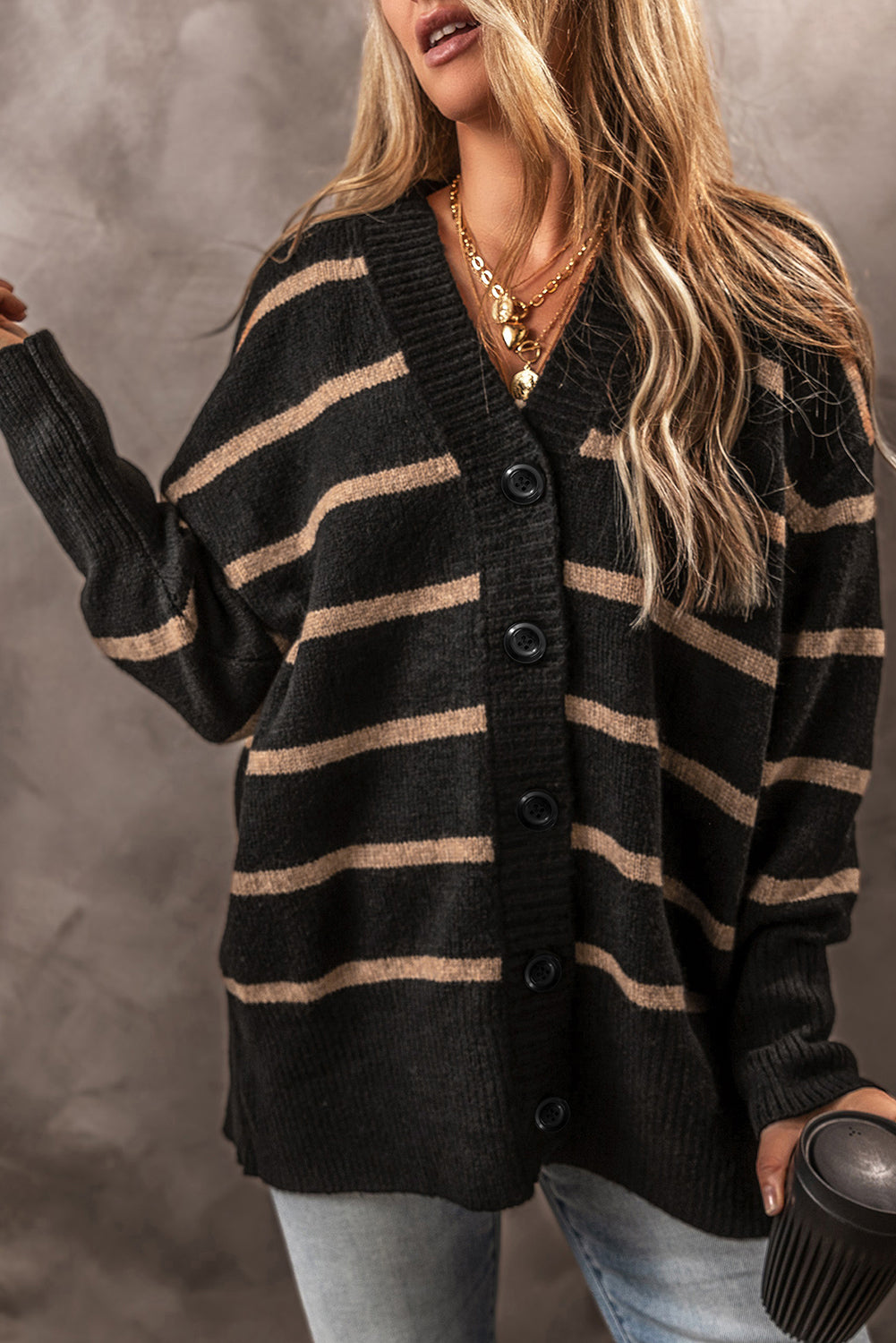 Striped Button Cardigan