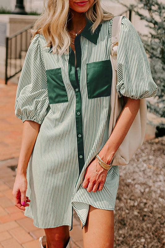 Patch Puff Sleeve Dress