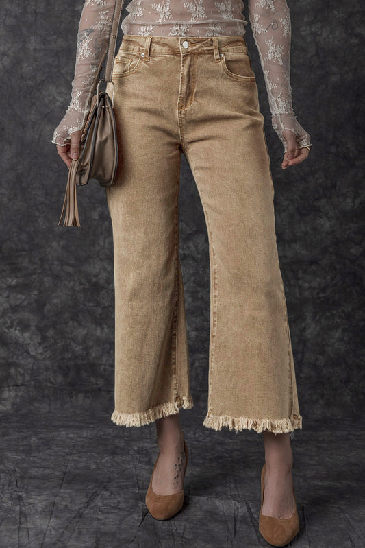 Acid Washed High Rise Cropped Jeans