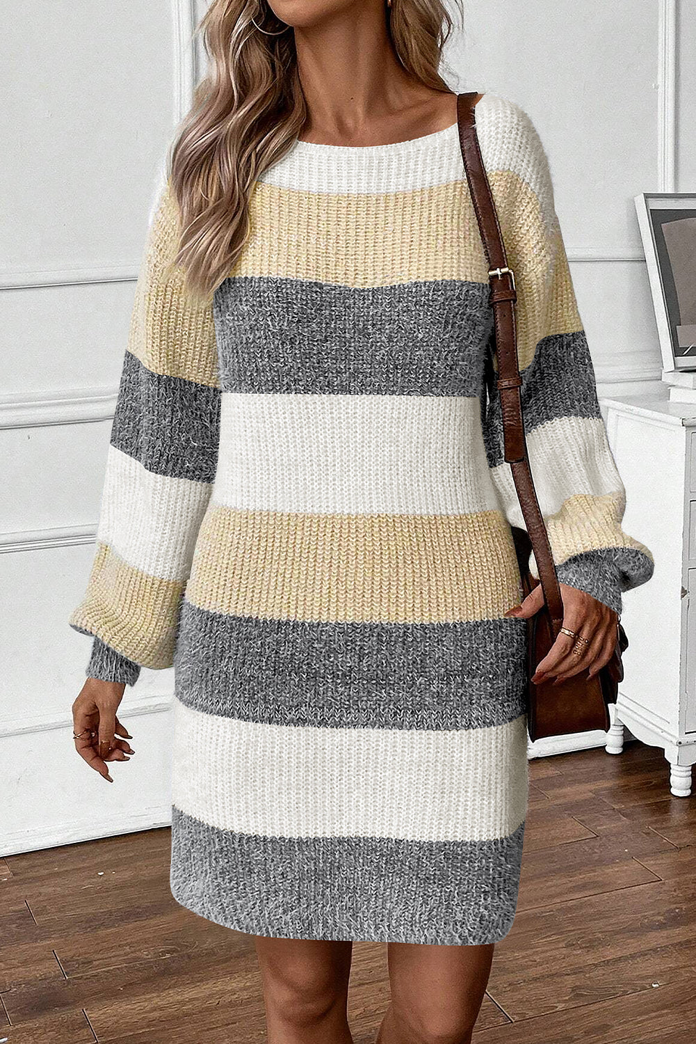 Bubble Sleeve Sweater Dress