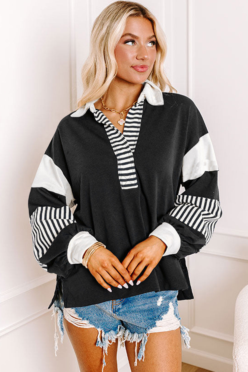 Striped Colorblock Sweatshirt