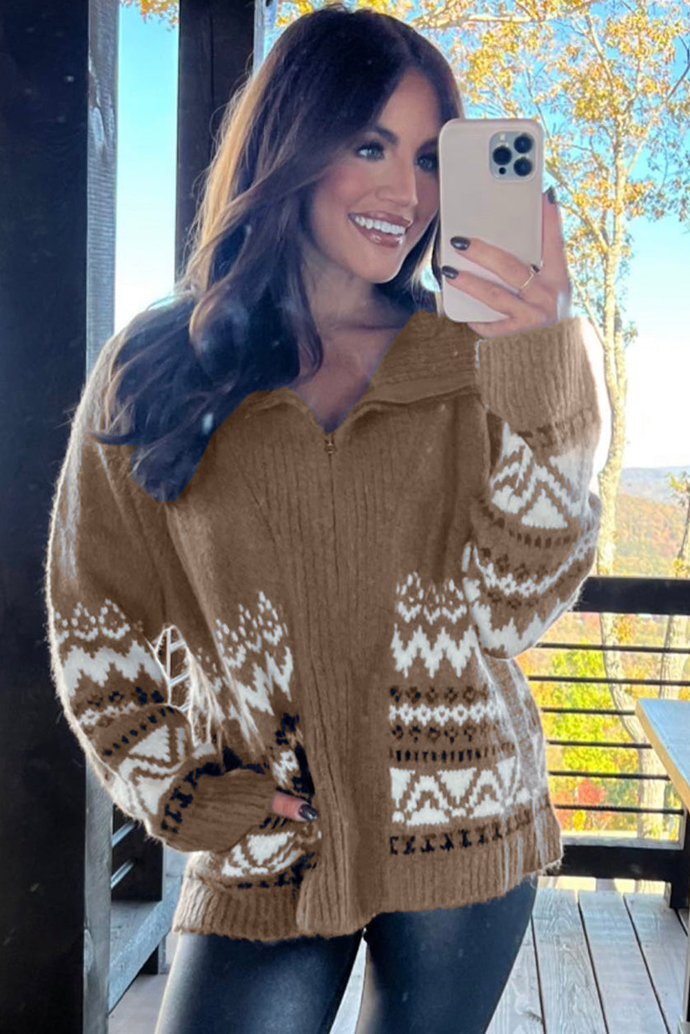 Western Zip-up Sweater