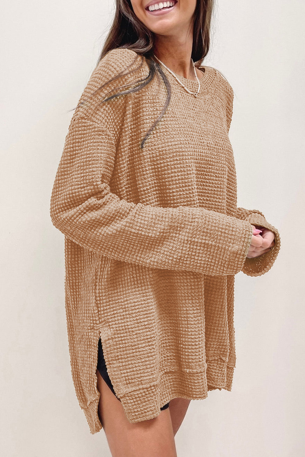 Waffle Knit Oversized Top