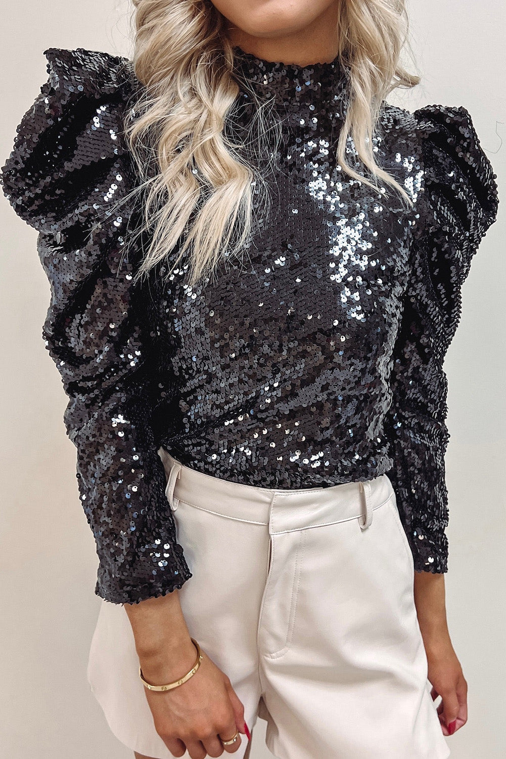 Sequin Bubble Sleeve Top