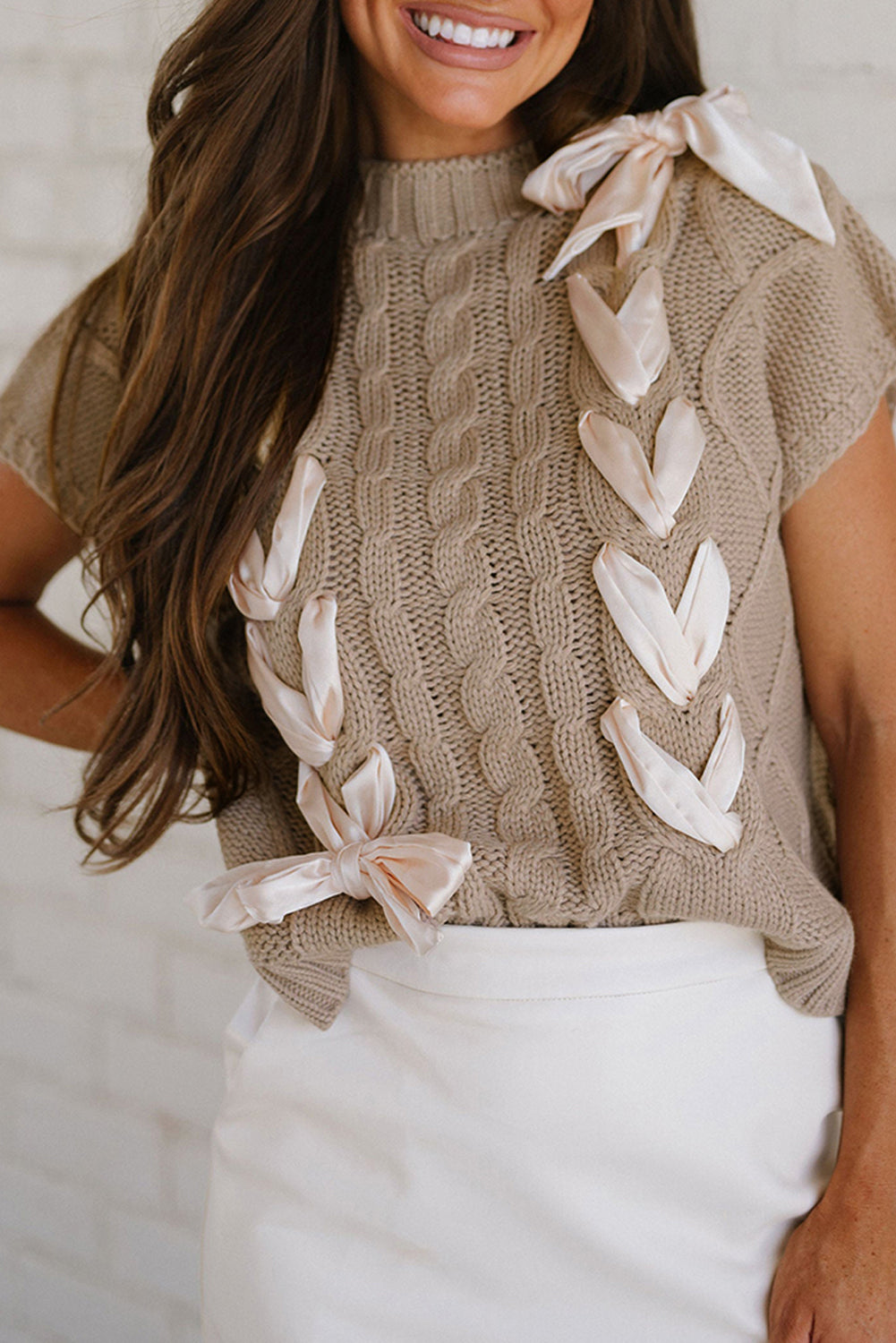 Cable Knit Bowknot Sweater