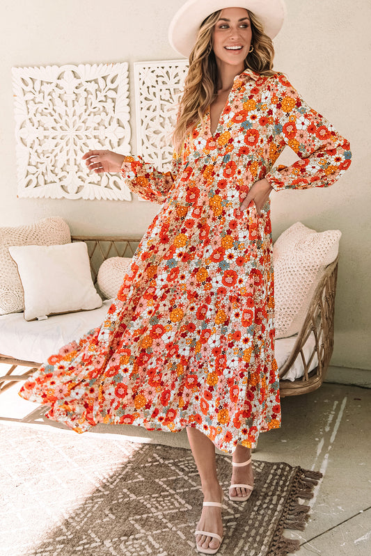 Boho Floral Ruffled Dress