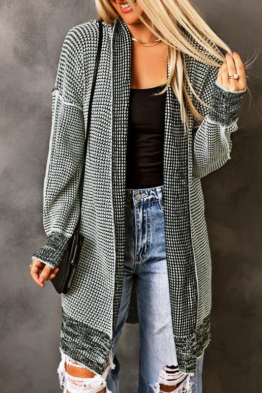 Plaid Knitted Cardigan