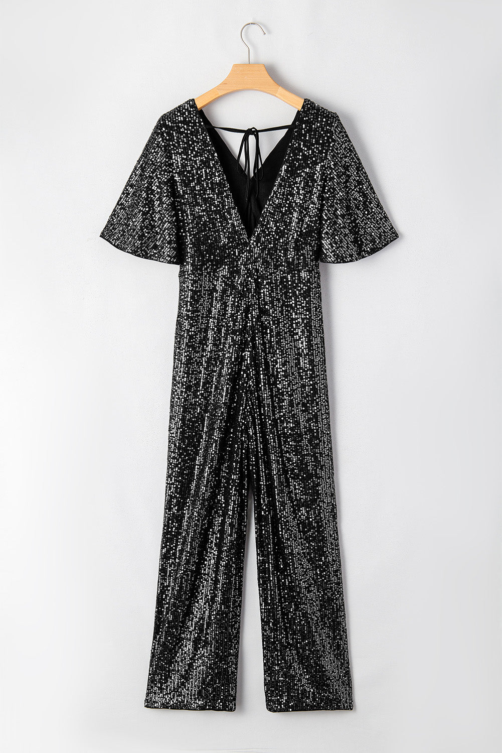 Sequin Flutter Sleeve Jumpsuit