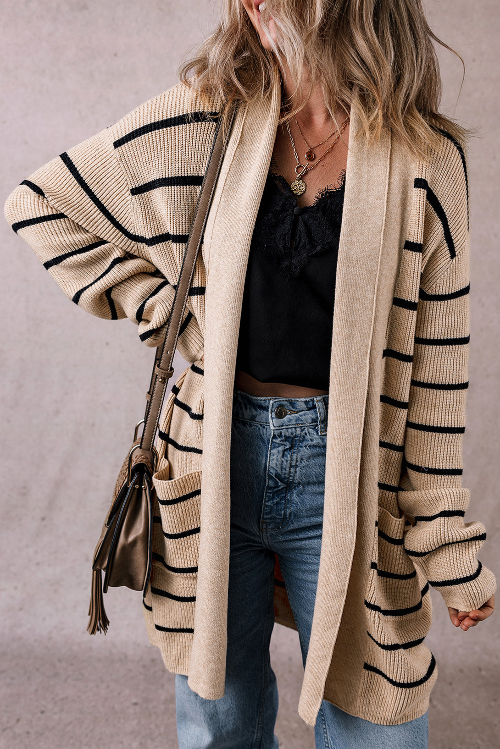 Stripe Cardigan with Pockets