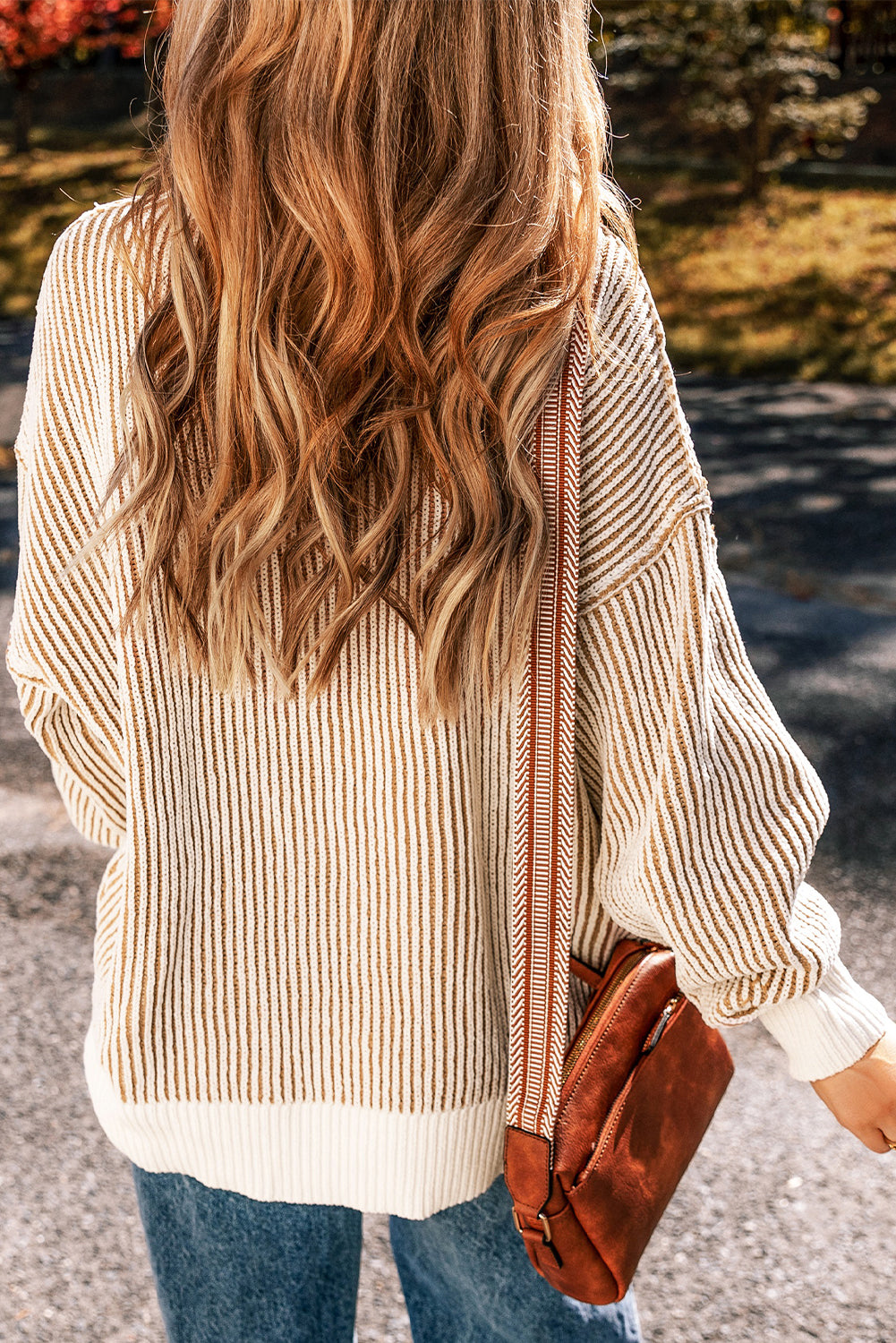 Striped Textured Knit Sweater