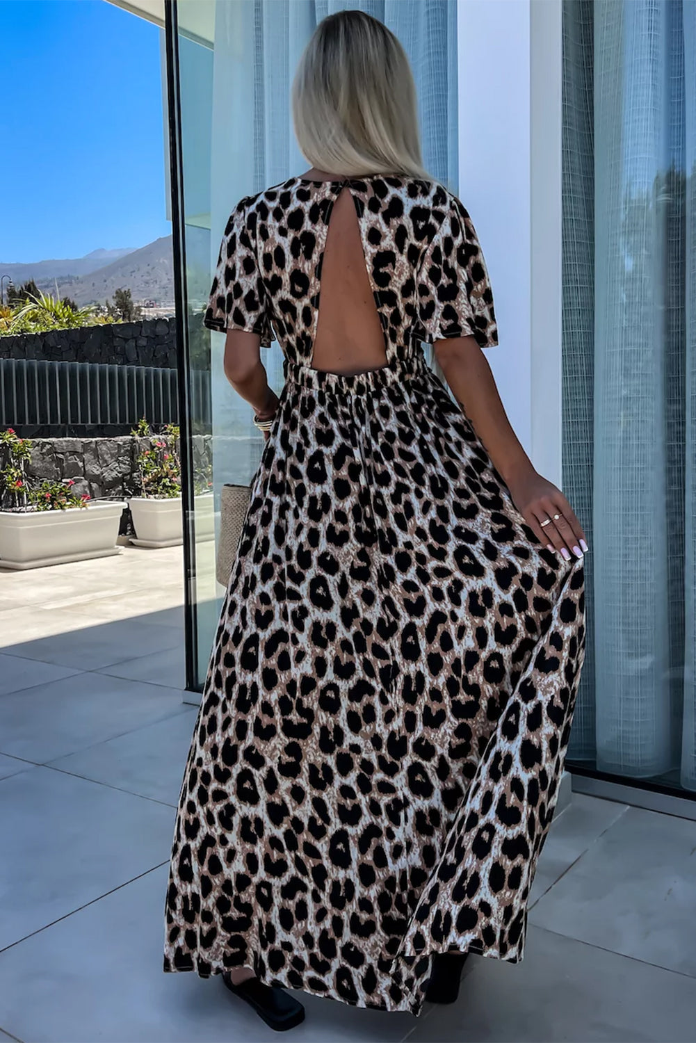 Khaki Leopard Maxi Dress