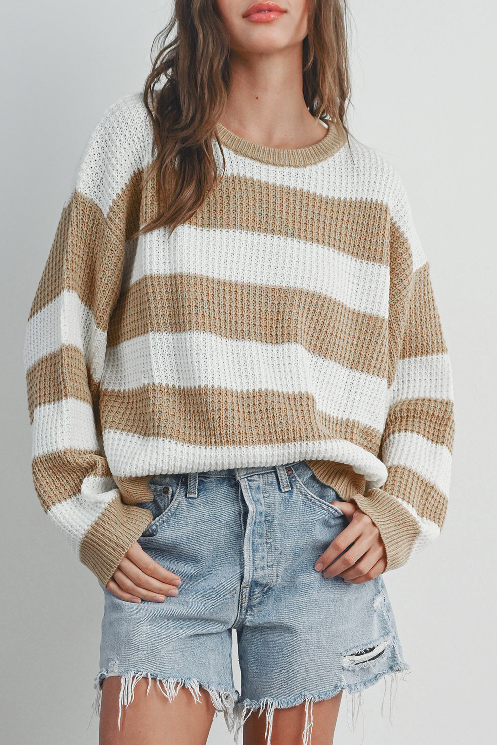 Striped Side Slit Sweater