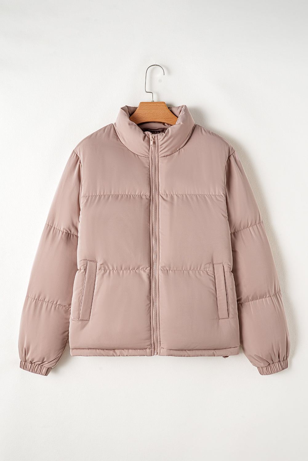 Pink Full-Zip Quilted Puffer Jacket