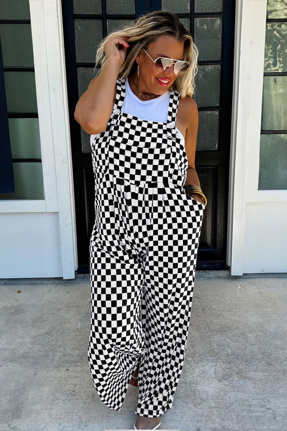 Checkered Wide Leg Jumpsuit