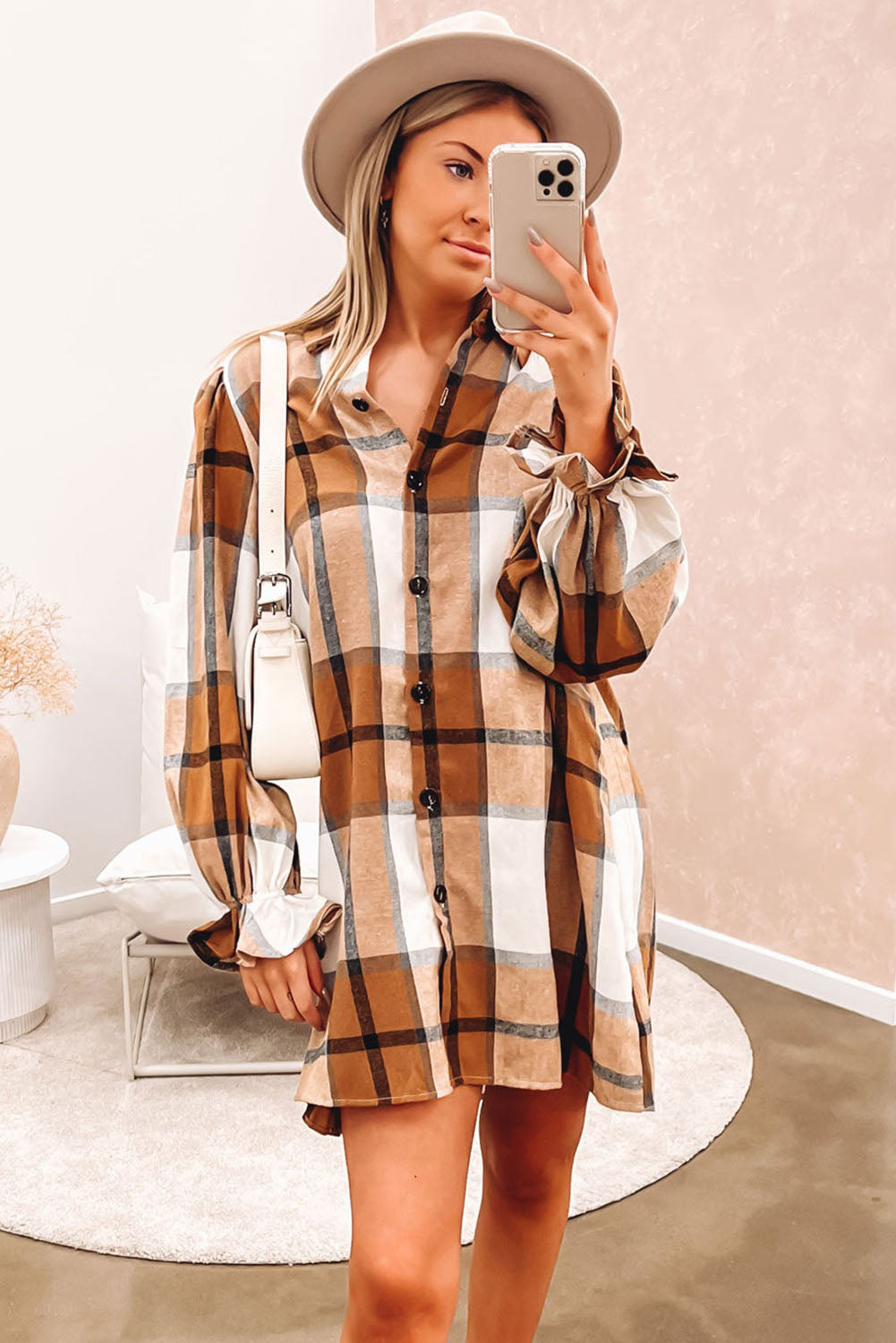 Khaki Plaid Dress